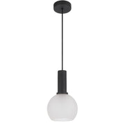 Aosta 15cm Single Pendant Black with Frosted Glass