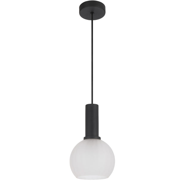 Aosta 15cm Single Pendant Black with Frosted Glass