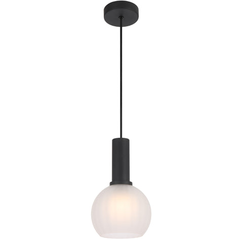 Aosta 15cm Single Pendant Black with Frosted Glass