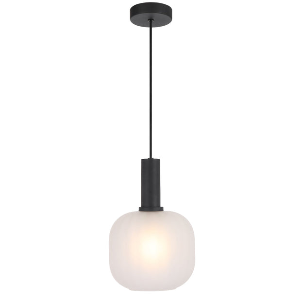 Aosta 20cm Single Pendant Black with Frosted Glass