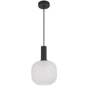 Aosta 20cm Single Pendant Black with Frosted Glass