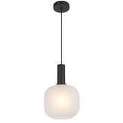 Aosta 20cm Single Pendant Black with Frosted Glass