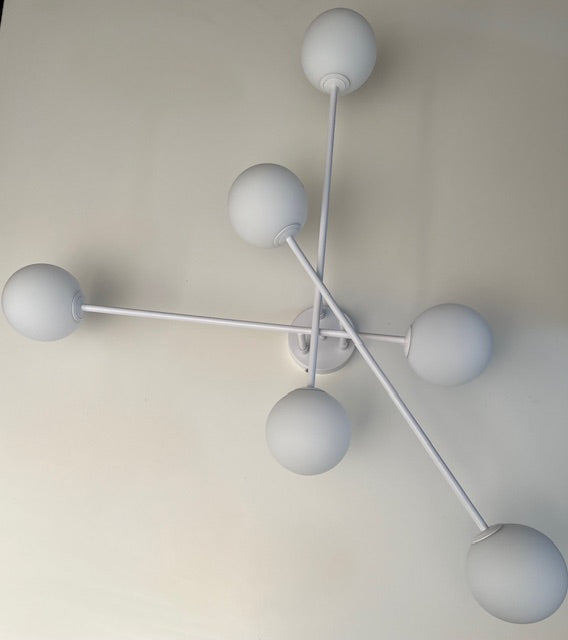 Arezzo 6 light white and opal glass pendant