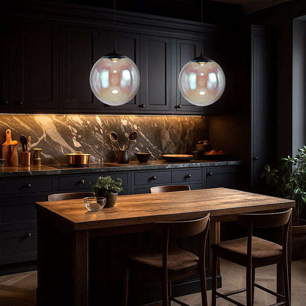 Aurora 30cm Pendant 12w LED 3000K Black/Rainbow Glass
