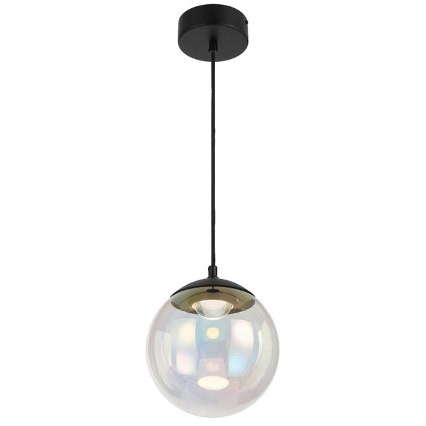Aurora 20cm Pendant 6w LED 3000K Black/Rainbow Glass