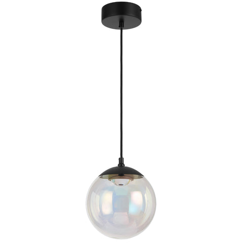 Aurora 20cm Pendant 6w LED 3000K Black/Rainbow Glass