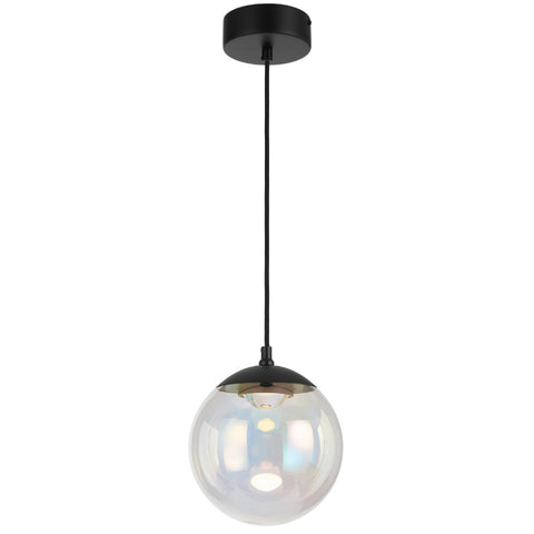 Aurora 20cm Pendant 6w LED 3000K Black/Rainbow Glass