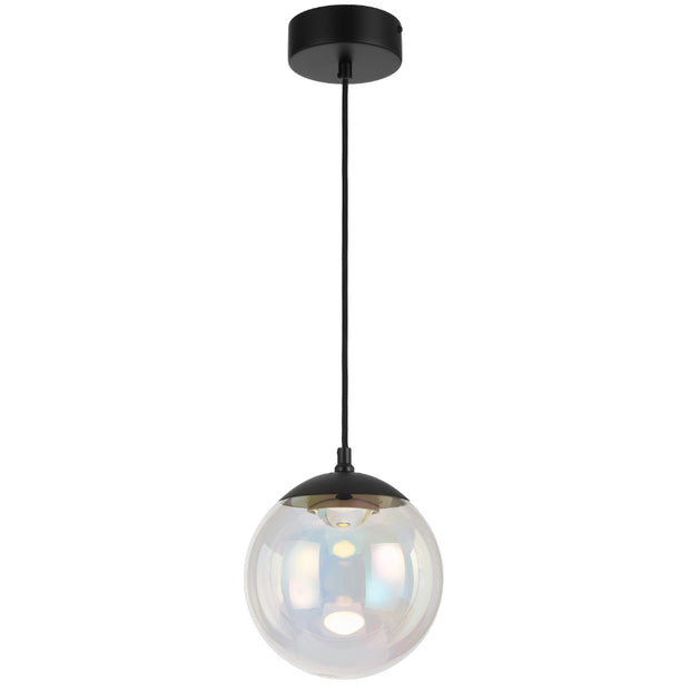 Aurora 20cm Pendant 6w LED 3000K Black/Rainbow Glass