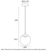 Aurora 20cm Pendant 6w LED 3000K Black/Rainbow Glass