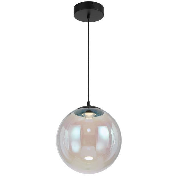 Aurora 30cm Pendant 12w LED 3000K Black/Rainbow Glass