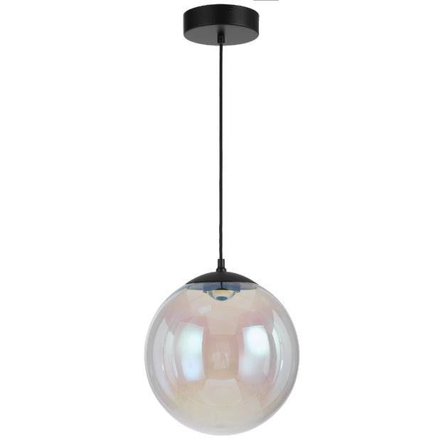 Aurora 30cm Pendant 12w LED 3000K Black/Rainbow Glass