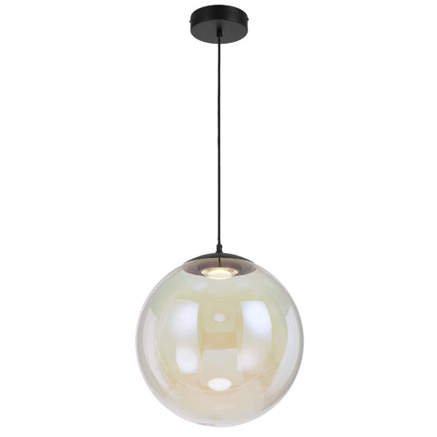 Aurora 40cm Pendant 15w LED 3000K Black/Rainbow Glass