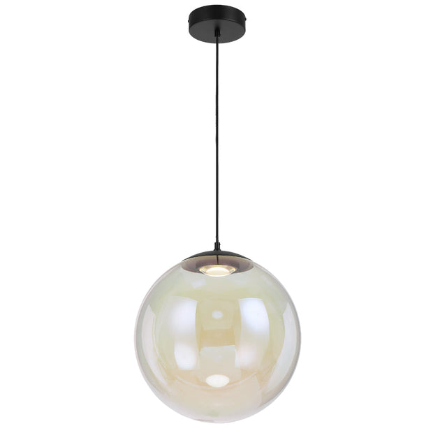 Aurora 40cm Pendant 15w LED 3000K Black/Rainbow Glass