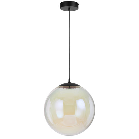 Aurora 40cm Pendant 15w LED 3000K Black/Rainbow Glass