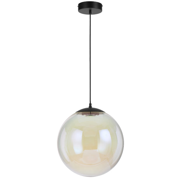Aurora 40cm Pendant 15w LED 3000K Black/Rainbow Glass