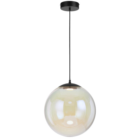 Aurora 40cm Pendant 15w LED 3000K Black/Rainbow Glass