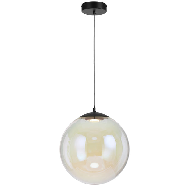 Aurora 40cm Pendant 15w LED 3000K Black/Rainbow Glass