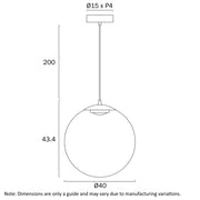 Aurora 40cm Pendant 15w LED 3000K Black/Rainbow Glass