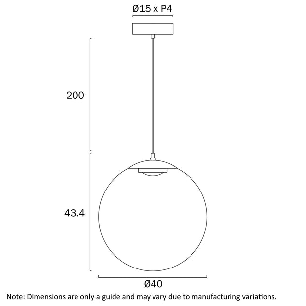 Aurora 40cm Pendant 15w LED 3000K Black/Rainbow Glass