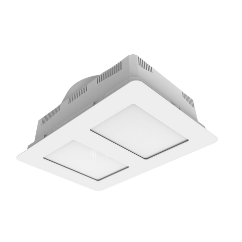 Aspire II 1000W Halogen 3 in 1 Bathroom Heater & High Extraction Exhaust Fan with LED Tricolour Panel Light White