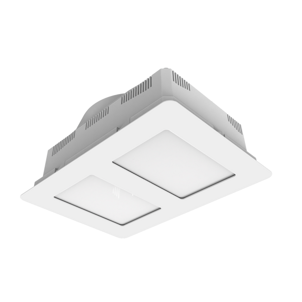 Aspire II 1000W Halogen 3 in 1 Bathroom Heater & High Extraction Exhaust Fan with LED Tricolour Panel Light White