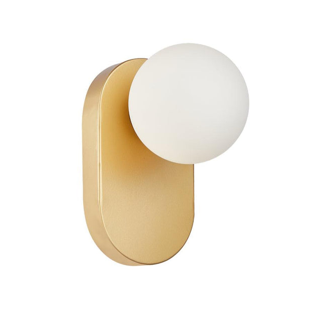 Balle G9 Wall Light Opal with Oblong Gold Base