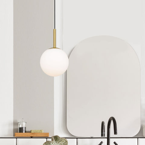 BALLY 8 200mm Antique Gold with Opal Ball E27 Pendant