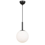 BALLY 8 200mm Black with Opal Ball E27 Pendant