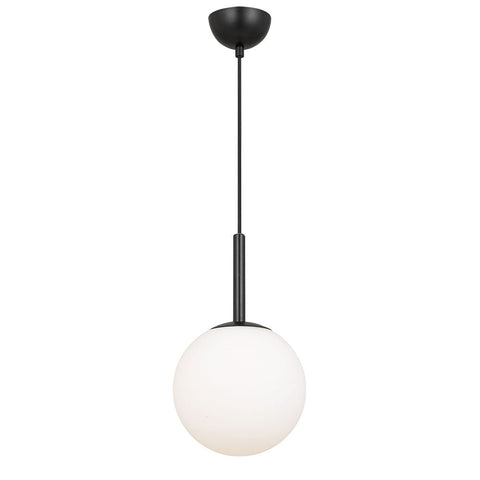 BALLY 8 200mm Black with Opal Ball E27 Pendant