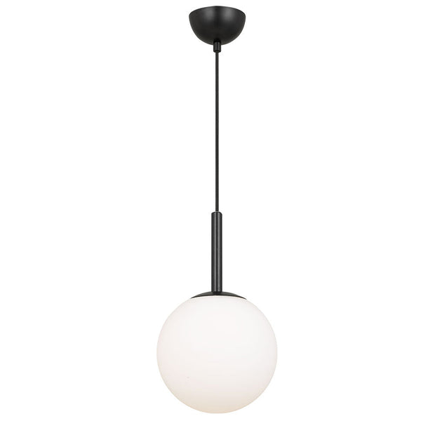 BALLY 8 200mm Black with Opal Ball E27 Pendant