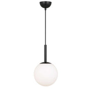 BALLY 8 200mm Black with Opal Ball E27 Pendant
