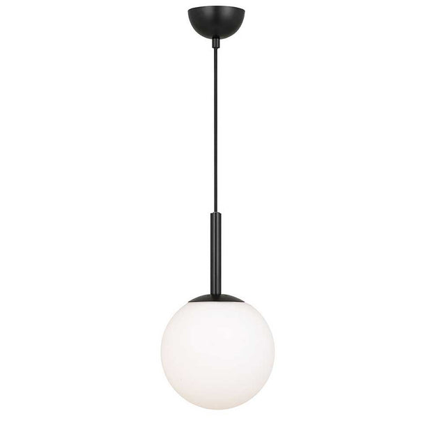 BALLY 8 200mm Black with Opal Ball E27 Pendant