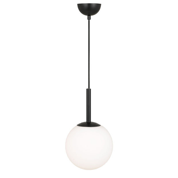 BALLY 8 200mm Black with Opal Ball E27 Pendant