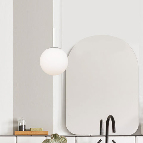 BALLY 8 200mm Nickel with Opal Ball E27 Pendant