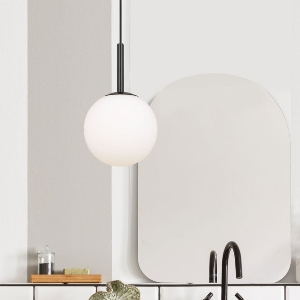 BALLY 10 250mm Black with Opal Ball E27 Pendant