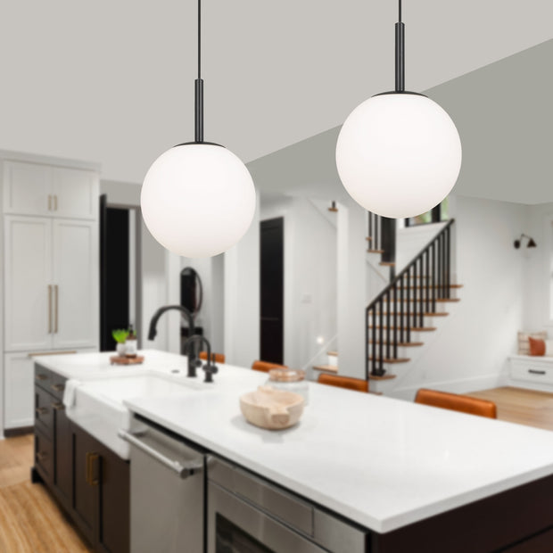 BALLY 12 300mm Black with Opal Ball E27 Pendant