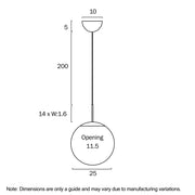 BALLY 10 250mm Nickel with Opal Ball E27 Pendant