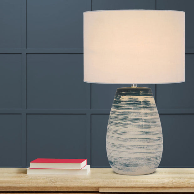 Batik Ceramic Table Lamp Blue and White