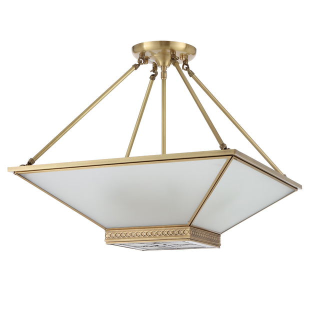 Bracci 4 Light CTC Pendant Brass and Frosted Glass