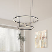 BRERA 40W LED CCT 2 Tier Black Chrome with Crystal Details Round Pendant