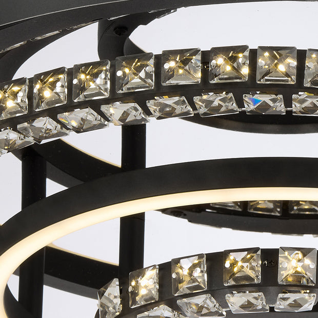 BRERA 40W LED CCT 3 Tier Black Chrome with Crystal Details Round CTC