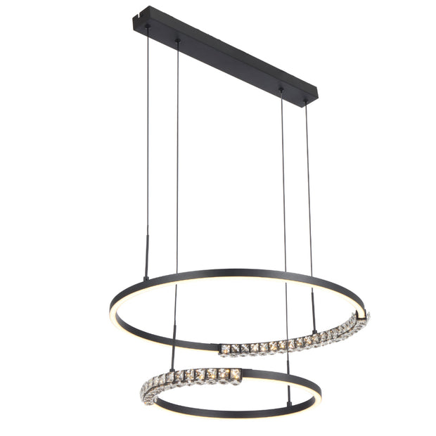 BRERA 40W LED CCT 2 Tier Black Chrome with Crystal Details Round Pendant