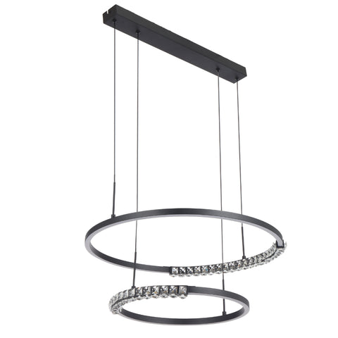 BRERA 40W LED CCT 2 Tier Black Chrome with Crystal Details Round Pendant