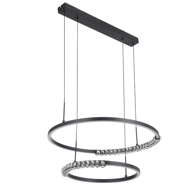 BRERA 40W LED CCT 2 Tier Black Chrome with Crystal Details Round Pendant