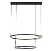 BRERA 40W LED CCT 2 Tier Black Chrome with Crystal Details Round Pendant
