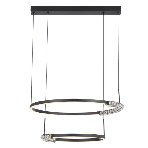 BRERA 40W LED CCT 2 Tier Black Chrome with Crystal Details Round Pendant
