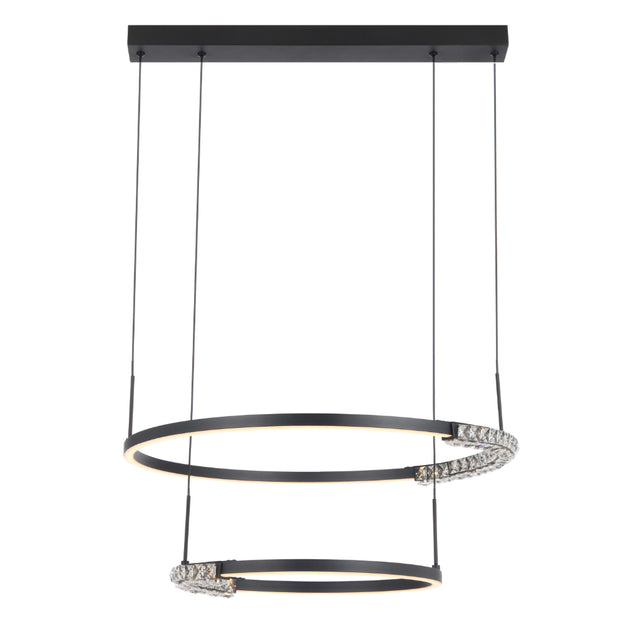 BRERA 40W LED CCT 2 Tier Black Chrome with Crystal Details Round Pendant