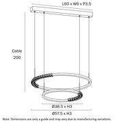 BRERA 40W LED CCT 2 Tier Black Chrome with Crystal Details Round Pendant
