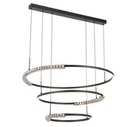 BRERA 80W LED CCT 3 Tier Black Chrome with Crystal Details Round Pendant