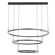 BRERA 80W LED CCT 3 Tier Black Chrome with Crystal Details Round Pendant